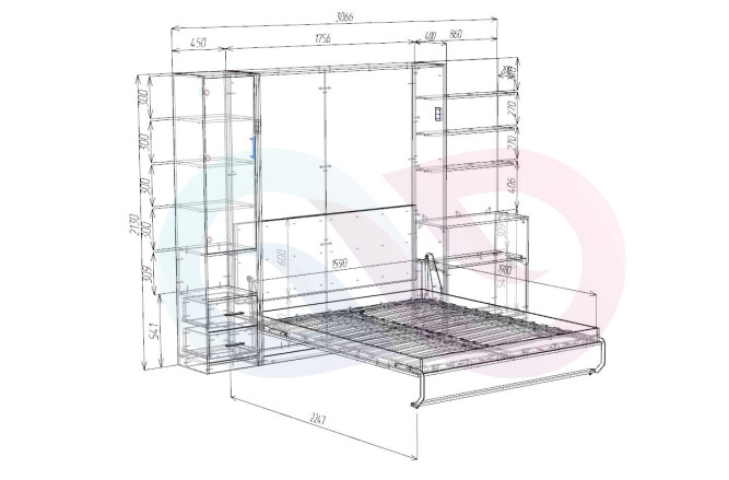 Шкаф-кровать с диваном Миа
