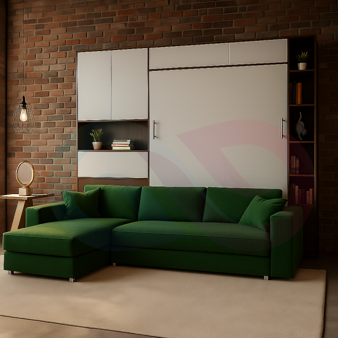 Шкаф-кровать трансформер с угловым диваном Фокстрот